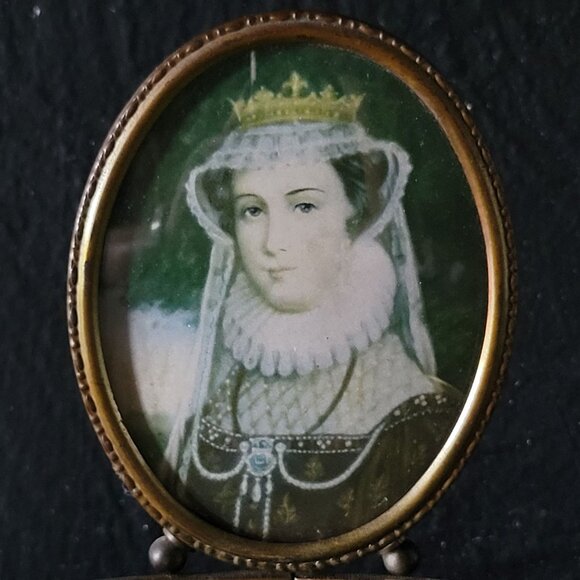 Antique Victoria Plateau with Attached Frame, Mary Queen of Scots Portrait - Picture 3 of 8